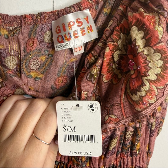 Gipsy Queen - Free People - Paisley One Shoulder Mini Dress Small/med NWT - Picture 8 of 14